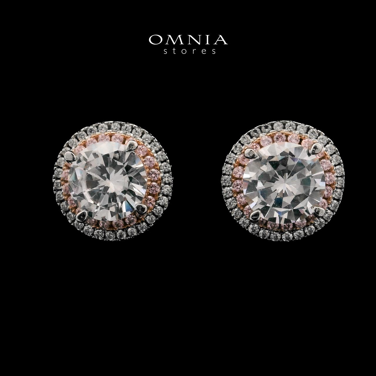 Zilal White Stud Earrings In High-Quality Zircon Stones in a Rhodium Plated - OMNIASTORES UAE