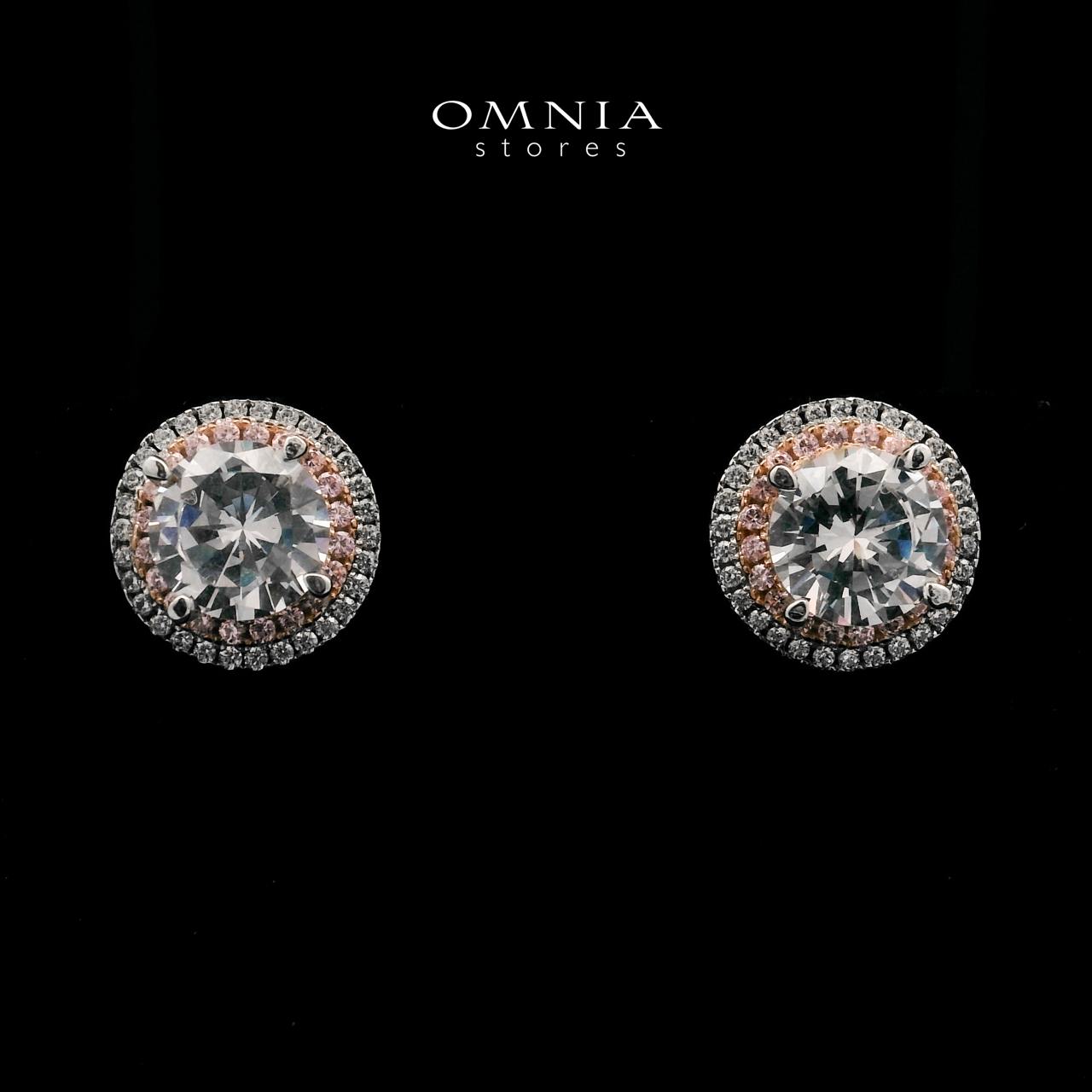 Zilal White Stud Earrings In High-Quality Zircon Stones in a Rhodium Plated - OMNIASTORES UAE