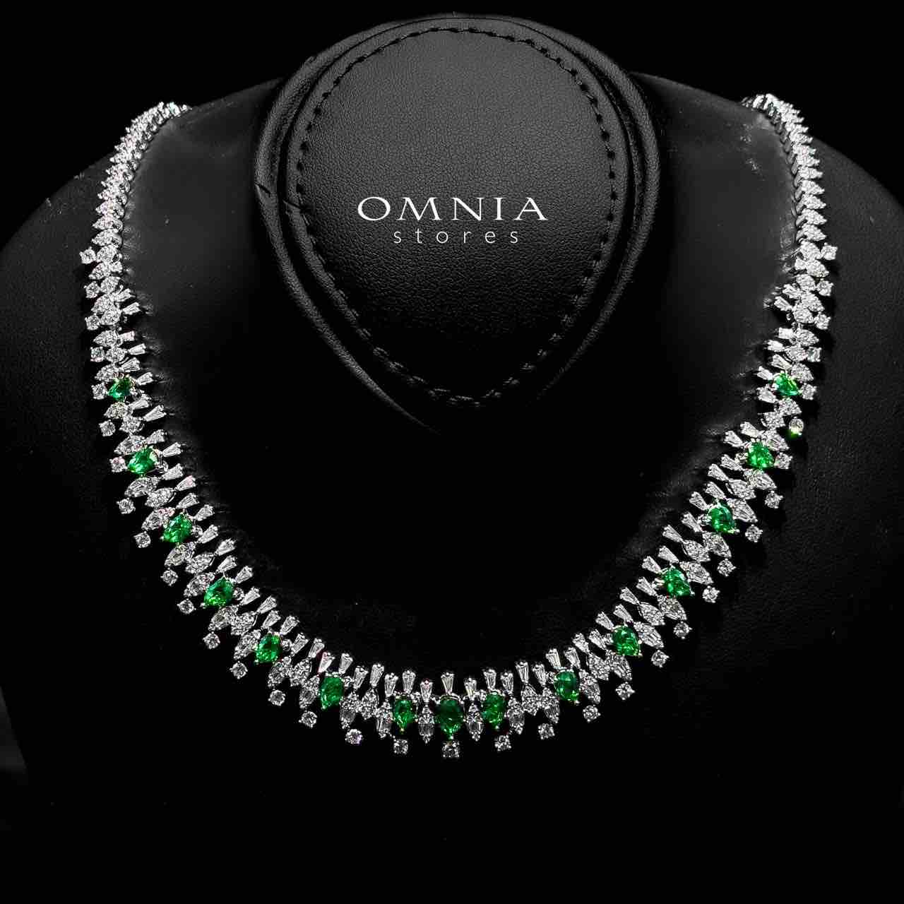Omnia Hala Green Bridal Full Set in High Quality Zircon Stone in Rhodium Plated - OMNIASTORES UAE