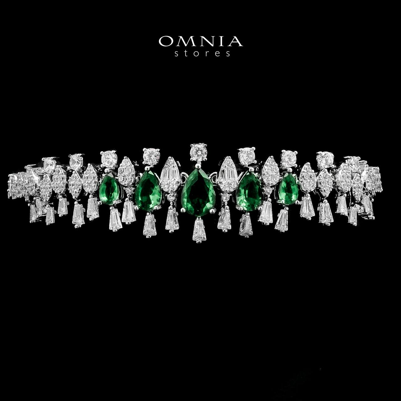 Omnia Hala Green Bridal Full Set in High Quality Zircon Stone in Rhodium Plated - OMNIASTORES UAE
