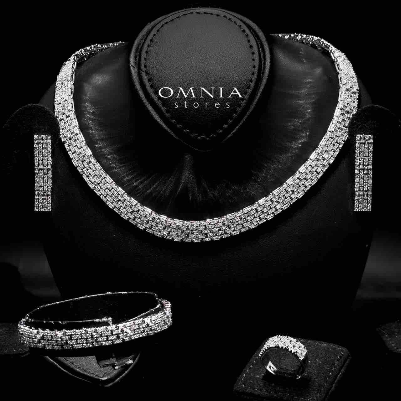 Omnia Zehra White Bridal Full Set in High Quality Zircon Stone in Rhodium Plated - OMNIASTORES UAE