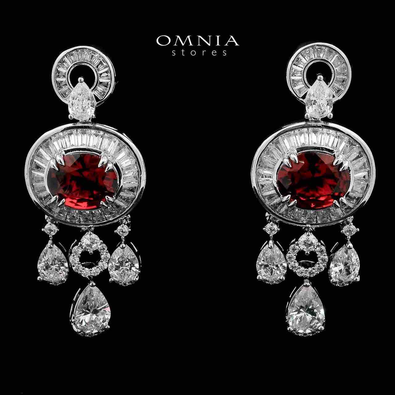 Omnia Hayah Red Bridal Full Set in High Quality Zircon Stone in Rhodium Plated - OMNIASTORES UAE