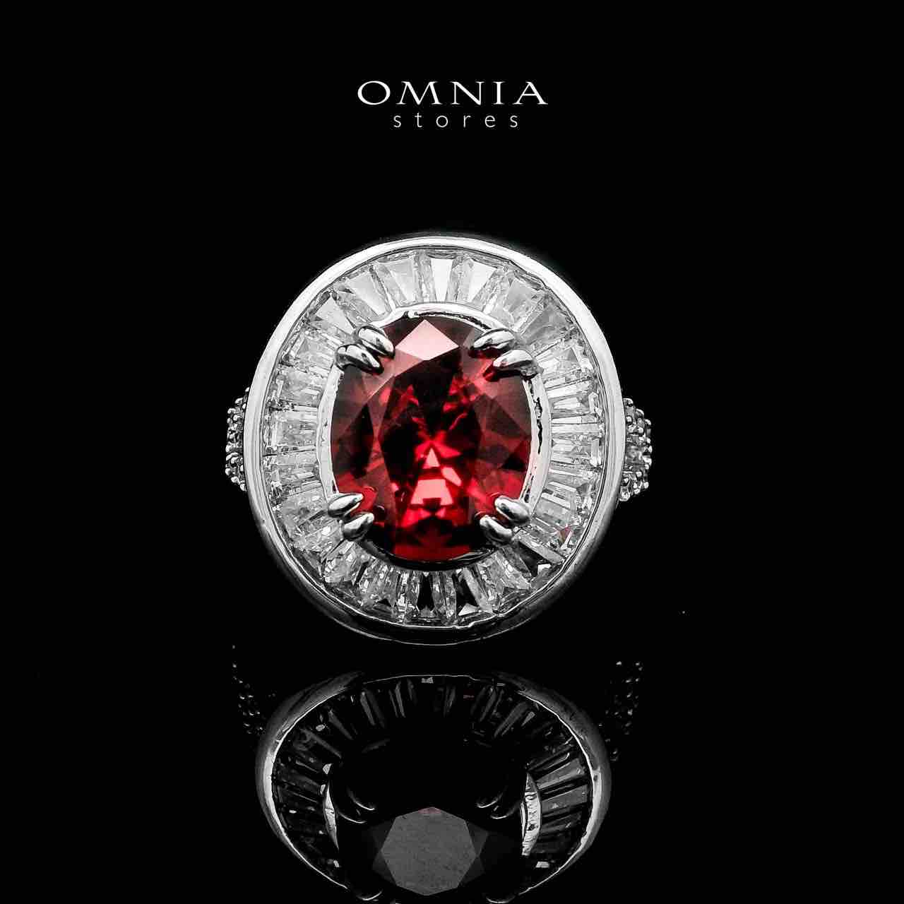 Omnia Hayah Red Bridal Full Set in High Quality Zircon Stone in Rhodium Plated - OMNIASTORES UAE