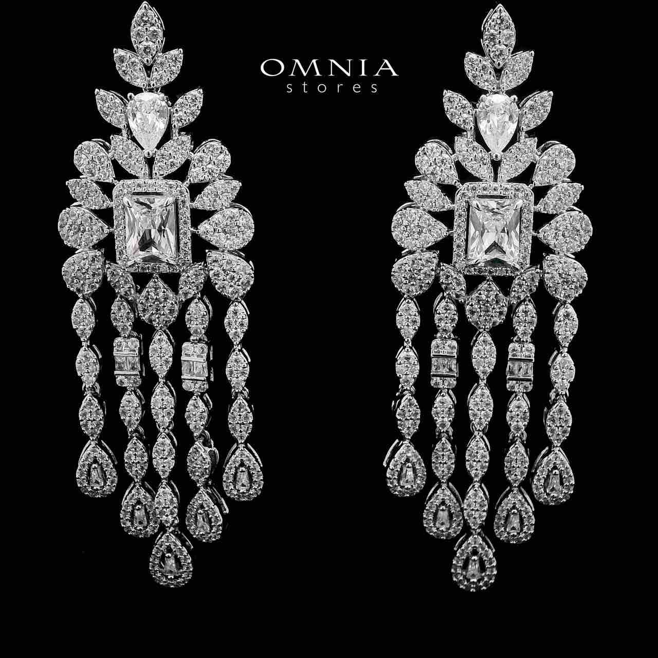 Sharjaha White Bridal Long chain Set Accessories High Quality Zircon Stone In Rhodium Plated - OMNIASTORES UAE
