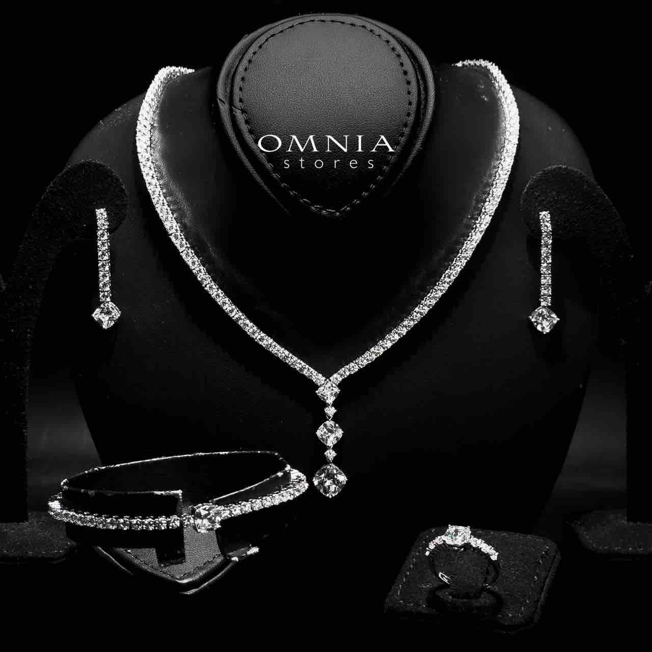 Omnia Baran White Bridal Full Set in High Quality Zircon Stone in Rhodium Plated - OMNIASTORES UAE