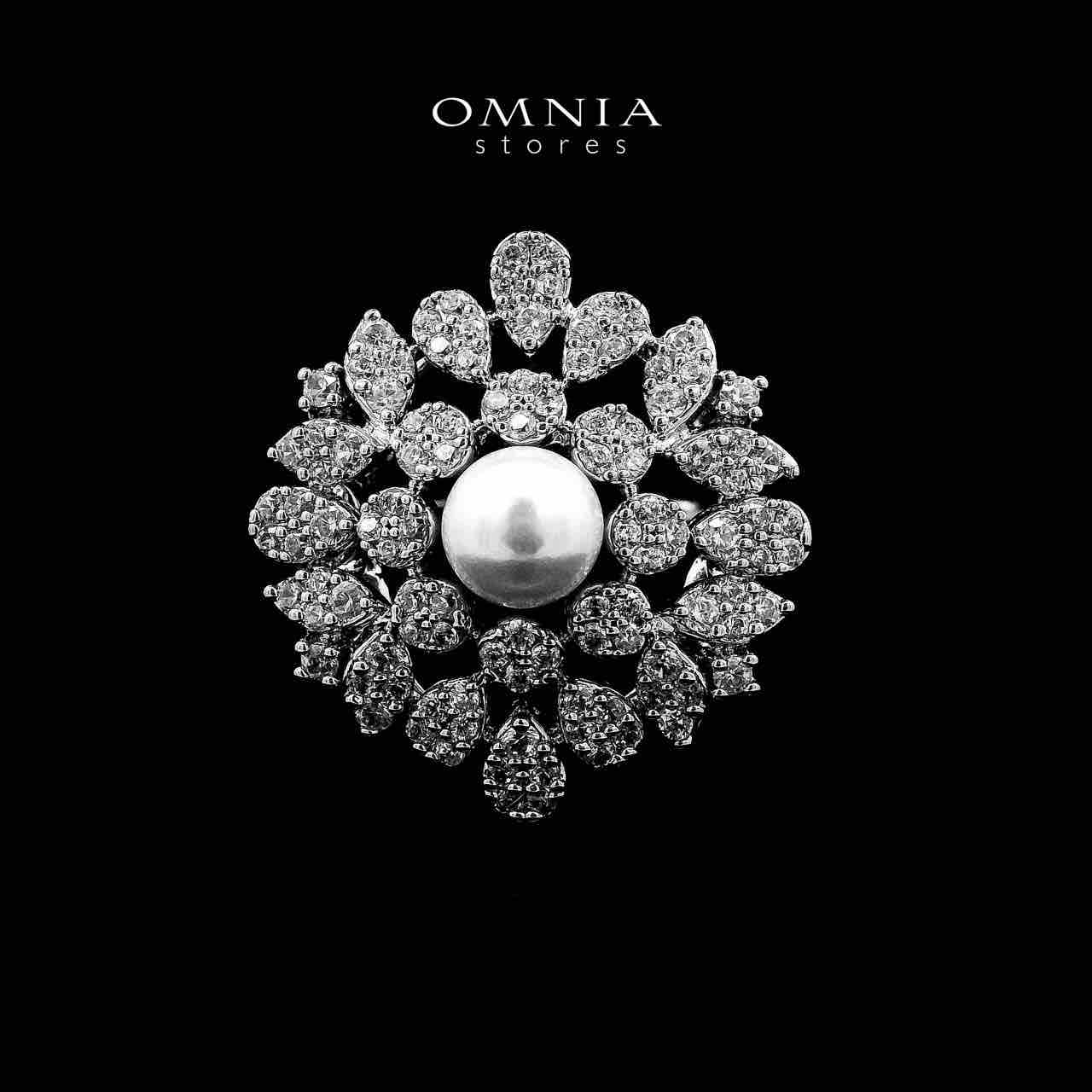 Omnia Delaram White Long Chain Pearl Full Set in High Quality Zircon Stone in Rhodium Plated - OMNIASTORES UAE