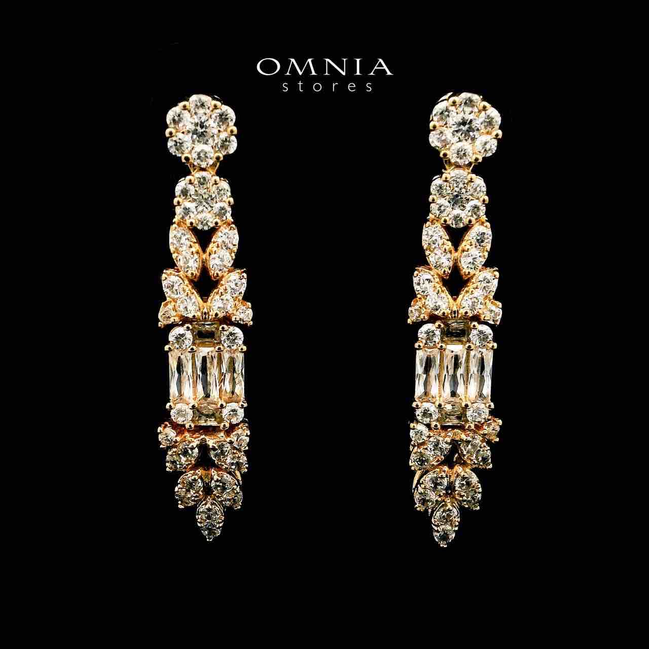 Omnia Elham Gold Plated Bridal Full Set in High Quality Zircon Stone in Rhodium Plated - OMNIASTORES UAE