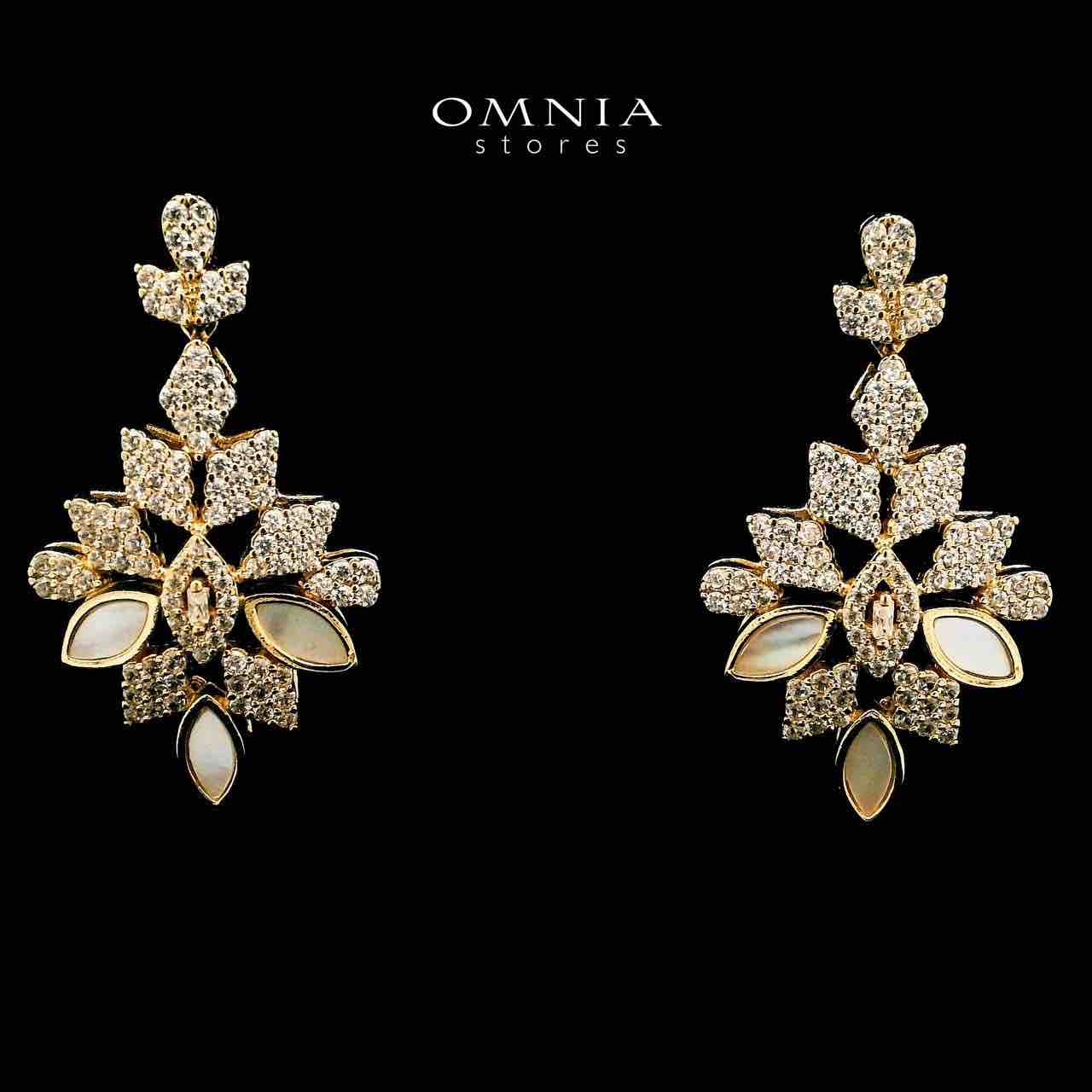 Omnia Fariba Gold Plated Necklace, Earrings & Ring Set in High Quality Zircon Stone in Rhodium Plated