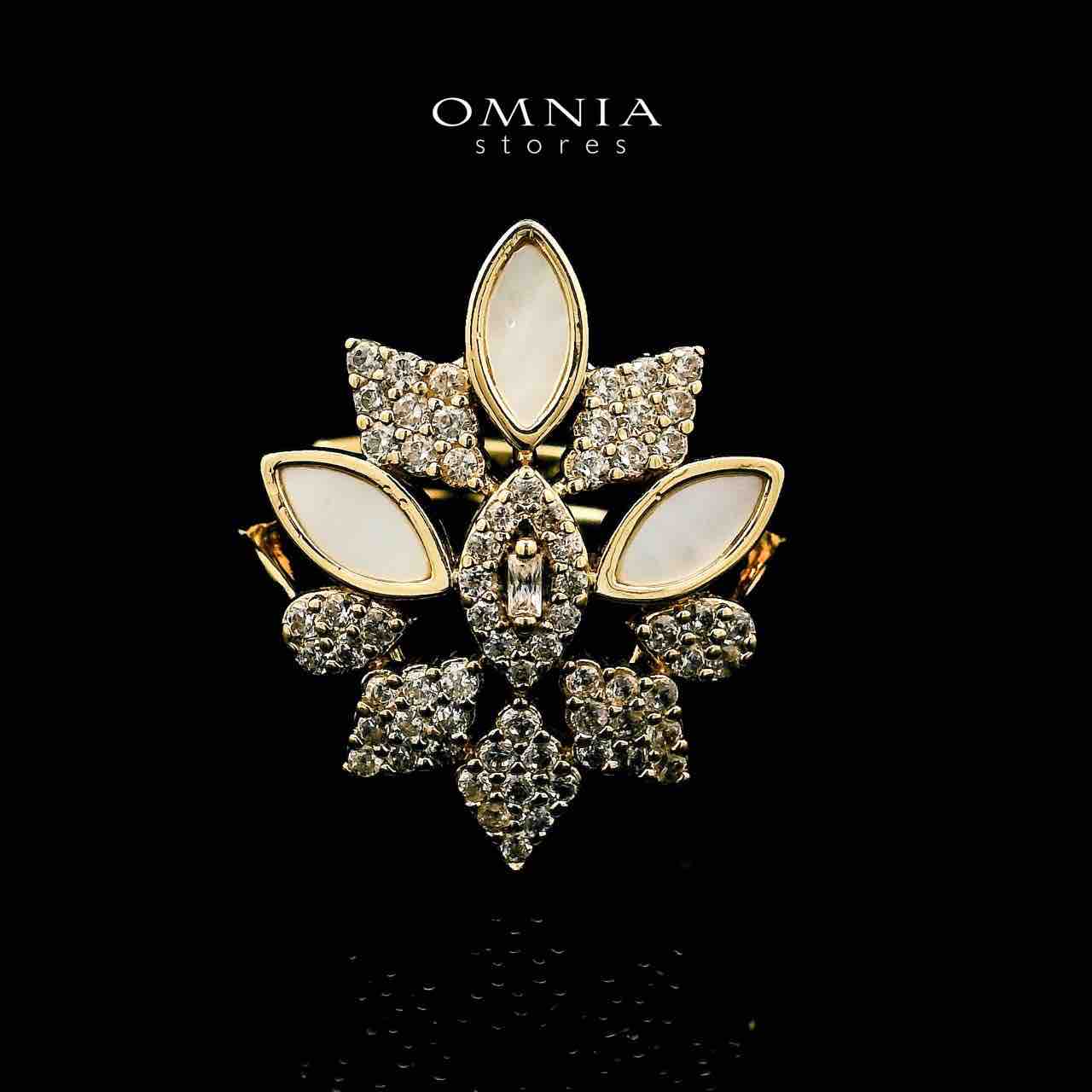 Omnia Fariba Gold Plated Necklace, Earrings & Ring Set in High Quality Zircon Stone in Rhodium Plated