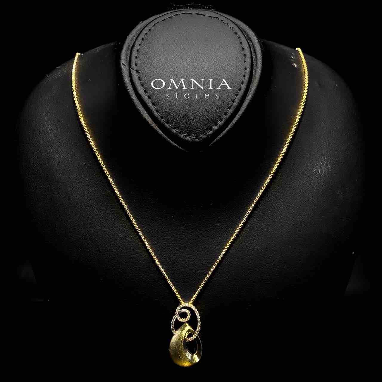 Omnia Farideh Gold Plated Necklace, Earrings & Ring Set in High Quality Zircon Stone in Rhodium Plated