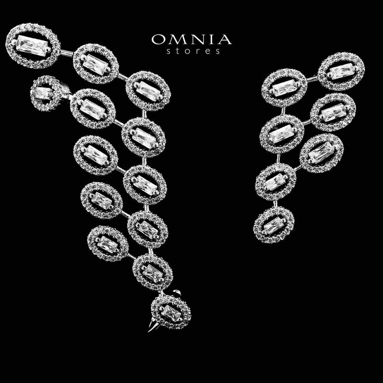 Golbahar Winged Silver Color Earrings in High Quality Zircon Stone in Rhodium Plated - OMNIASTORES UAE