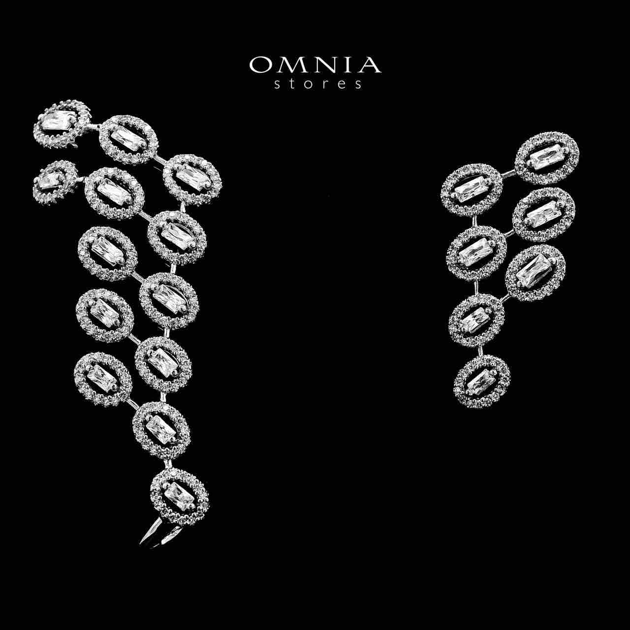 Golbahar Winged Silver Color Earrings in High Quality Zircon Stone in Rhodium Plated - OMNIASTORES UAE