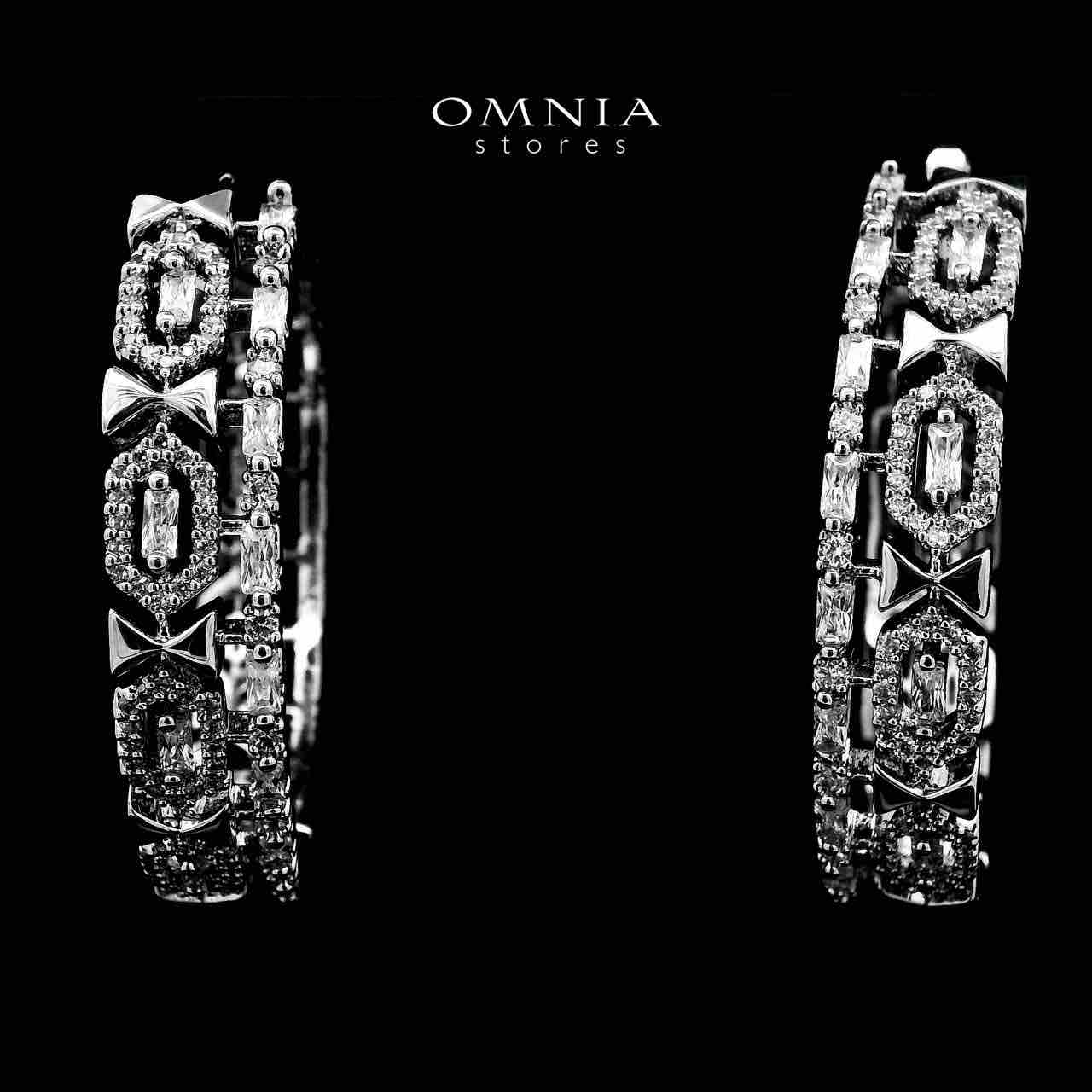 Haleh Hoop Silver Color Earrings in High Quality Zircon Stone in Rhodium Plated - OMNIASTORES UAE