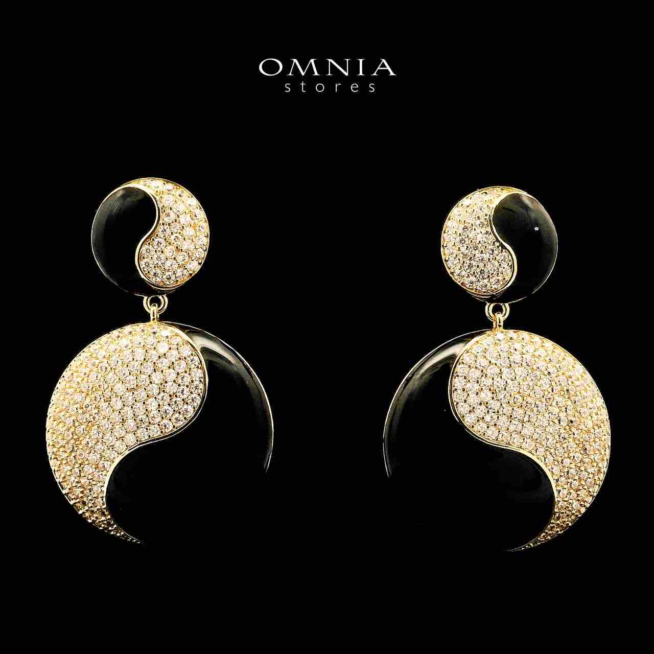 Golnaz Black Gold Plated Earrings in High Quality Zircon Stone in Rhodium Plated - OMNIASTORES UAE