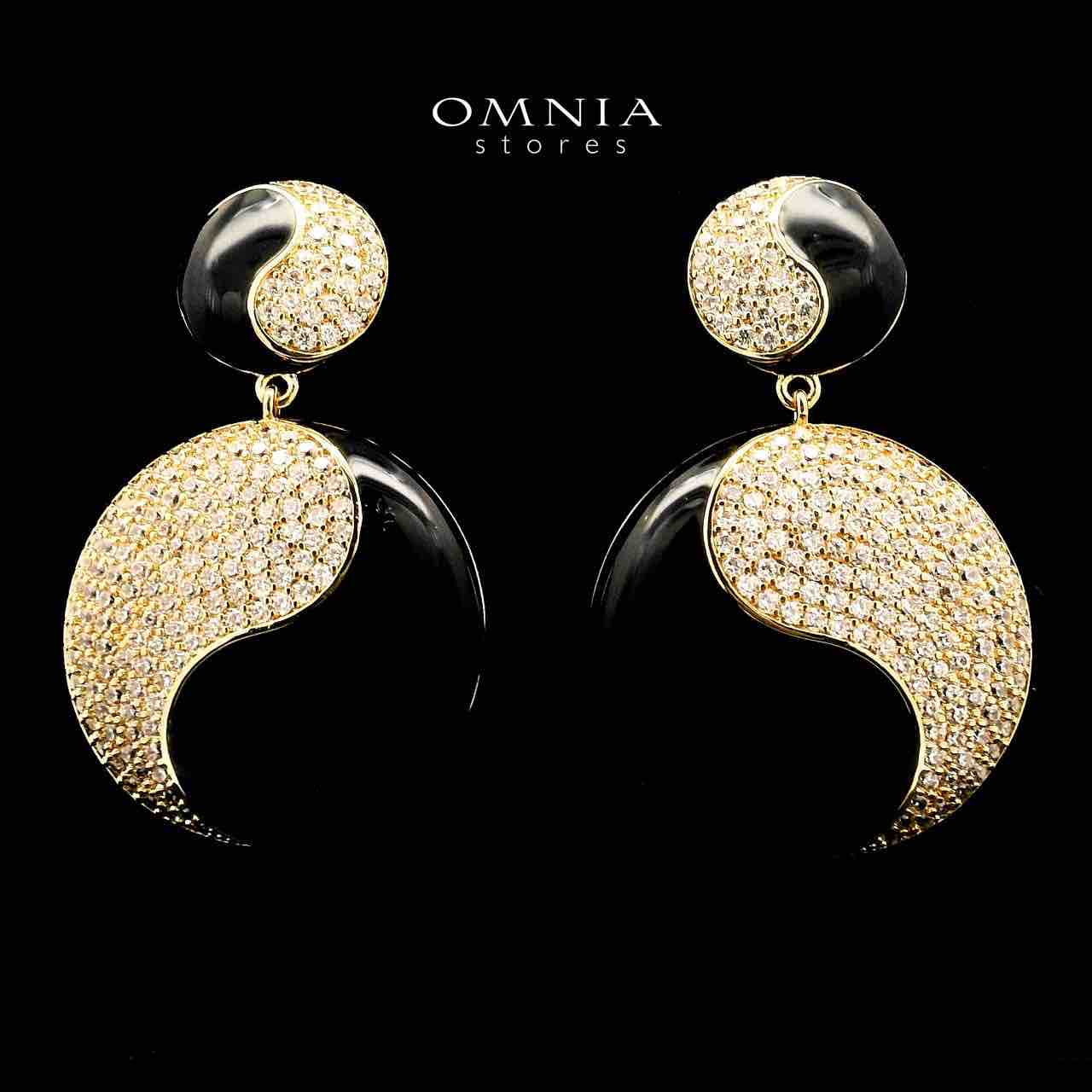 Golnaz Black Gold Plated Earrings in High Quality Zircon Stone in Rhodium Plated - OMNIASTORES UAE