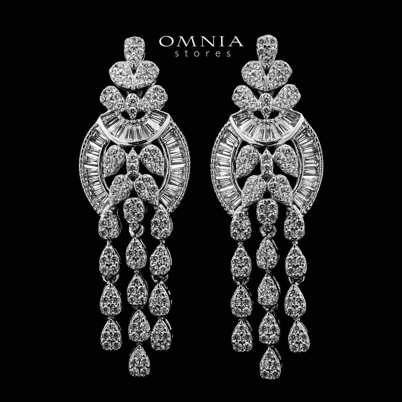 Hasti Drop Silver Color Earrings in High Quality Zircon Stone in Rhodium Plated - OMNIASTORES UAE