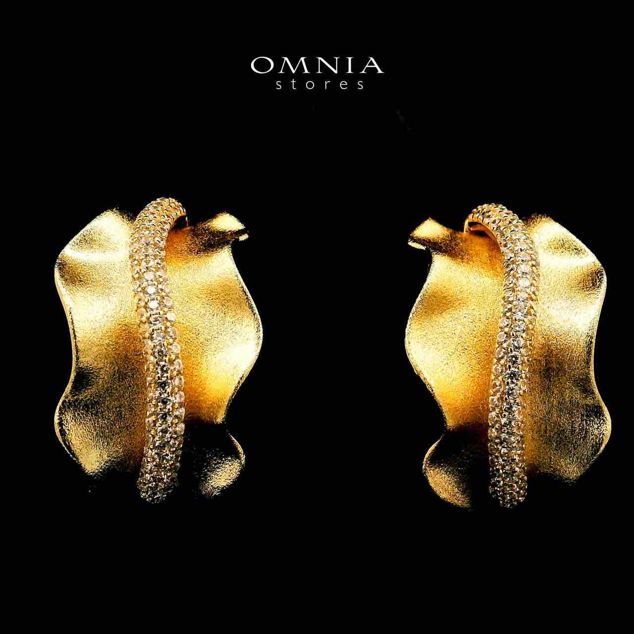 Golnoosh Gold Plated Earrings in High Quality Zircon Stone in Rhodium Plated - OMNIASTORES UAE