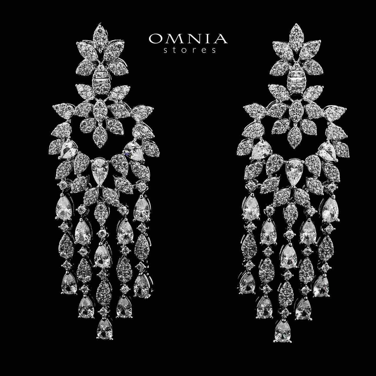 Havva Drop Silver Color Earrings in High Quality Zircon Stone in Rhodium Plated - OMNIASTORES UAE