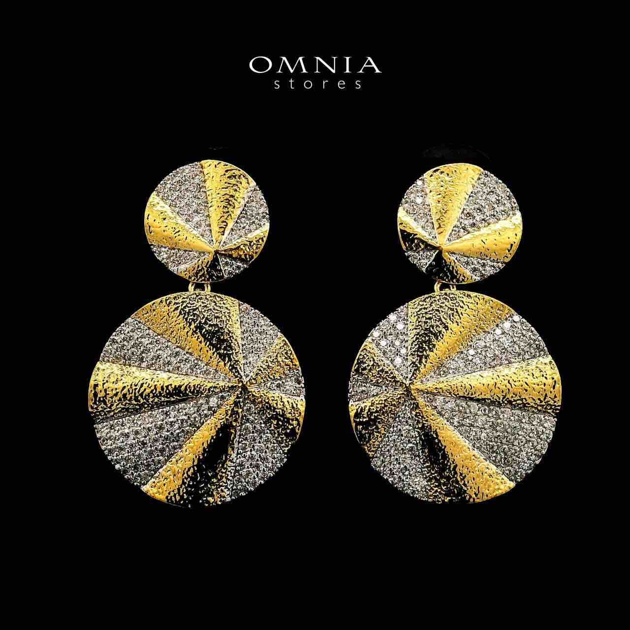 Golchehreh Gold Plated Earrings in High Quality Zircon Stone in Rhodium Plated - OMNIASTORES UAE