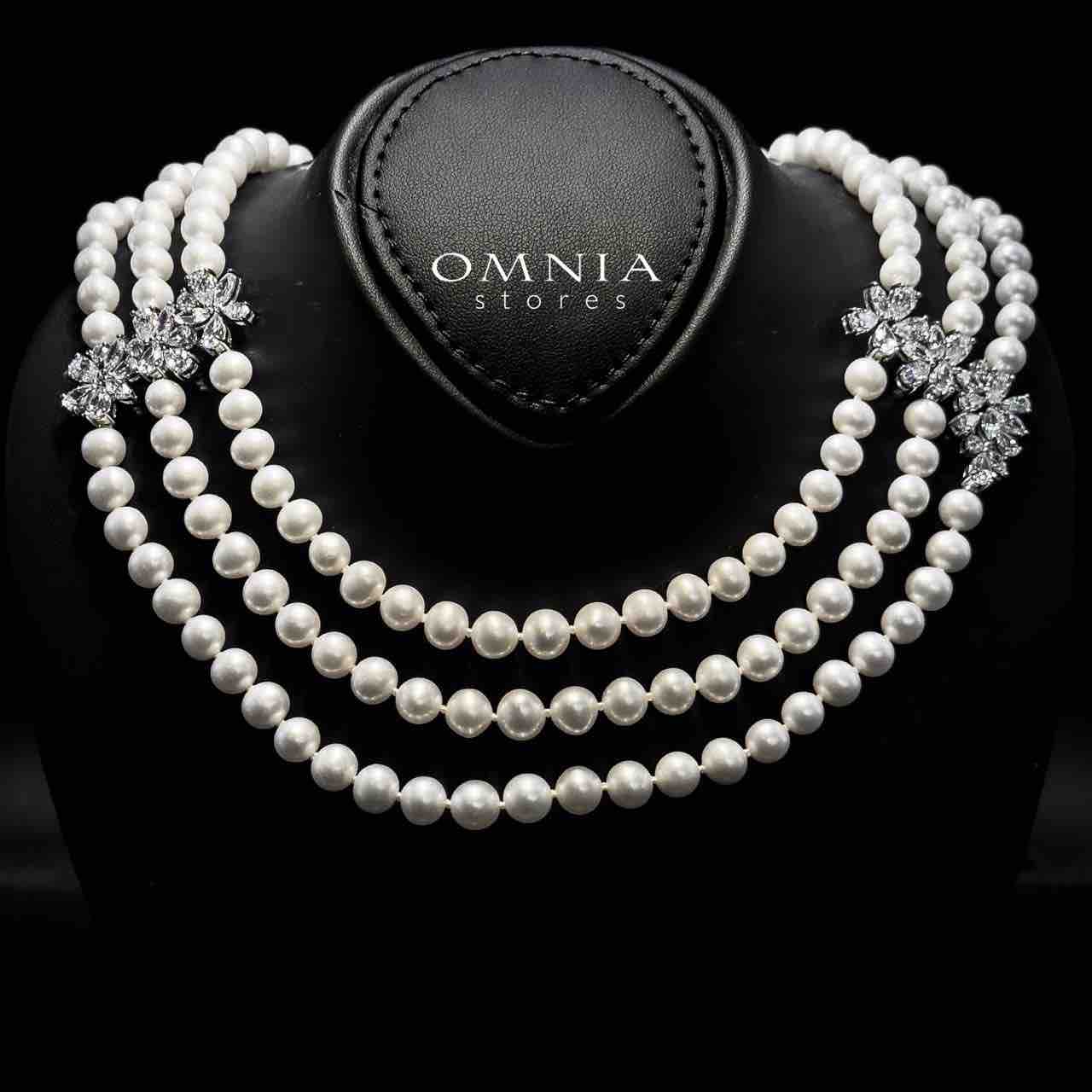 Omnia Katayoun Fresh Real Water Pearl Necklace and Earrings Set in 925 Silver Accessories With High Quality Simulated Diamonds - OMNIASTORES UAE