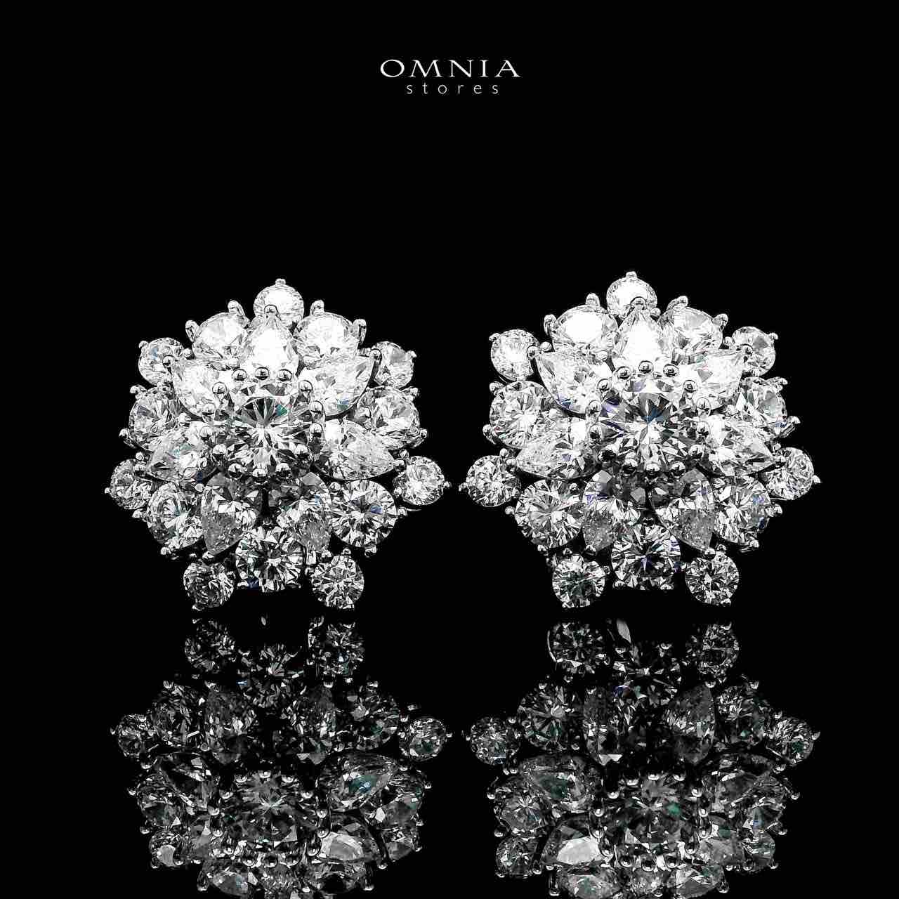 Melika White Floral Design Clip Earrings In 925 Silver High Quality Certified Lab Crafted Stones