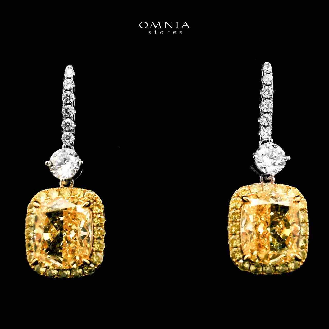 Mojgan Golden Drop Earrings In 925 Silver Certified High Quality Lab Grown Stones