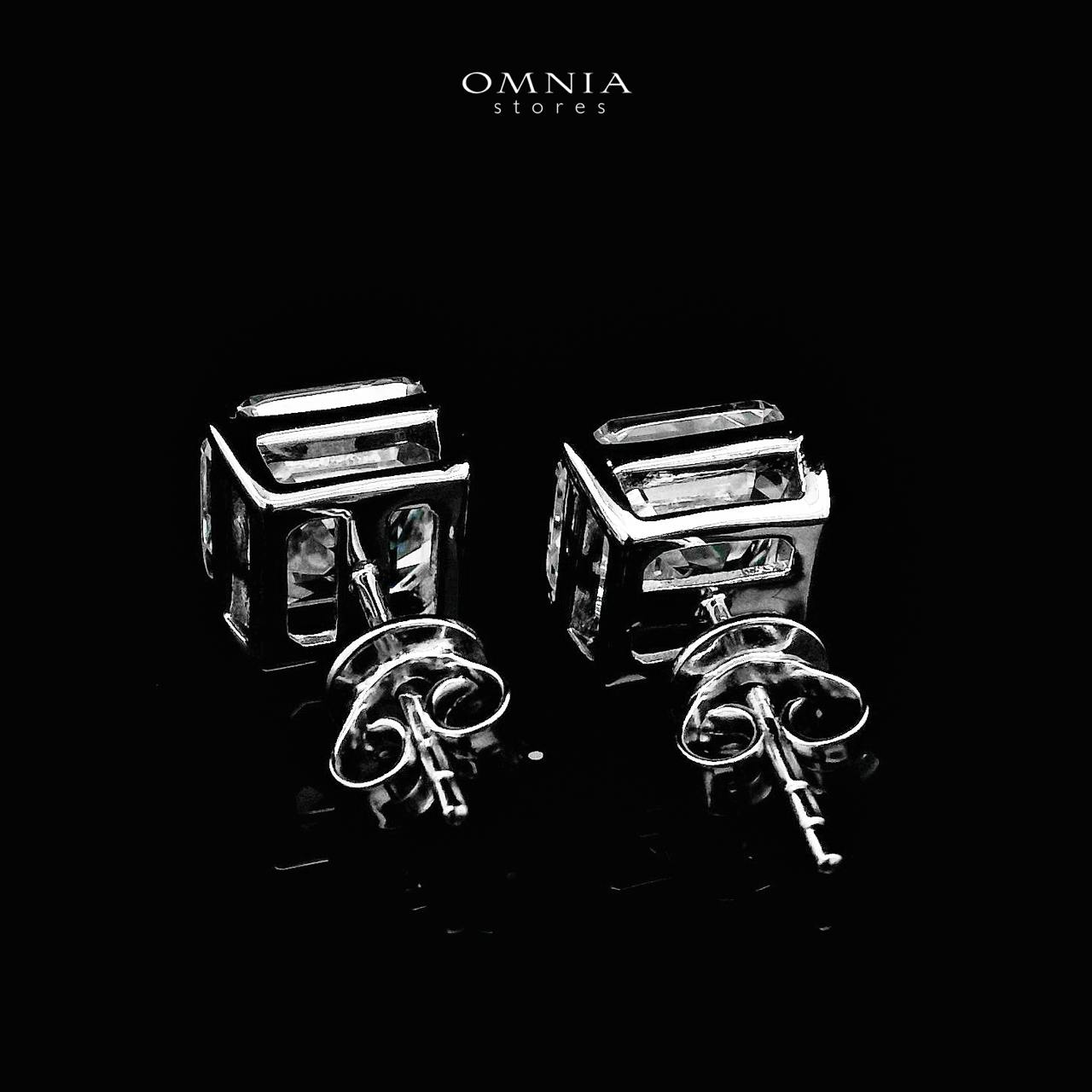 Minoo White Square Stud Earrings In 925 Silver Certified High Quality Lab Grown Stones - OMNIASTORES UAE