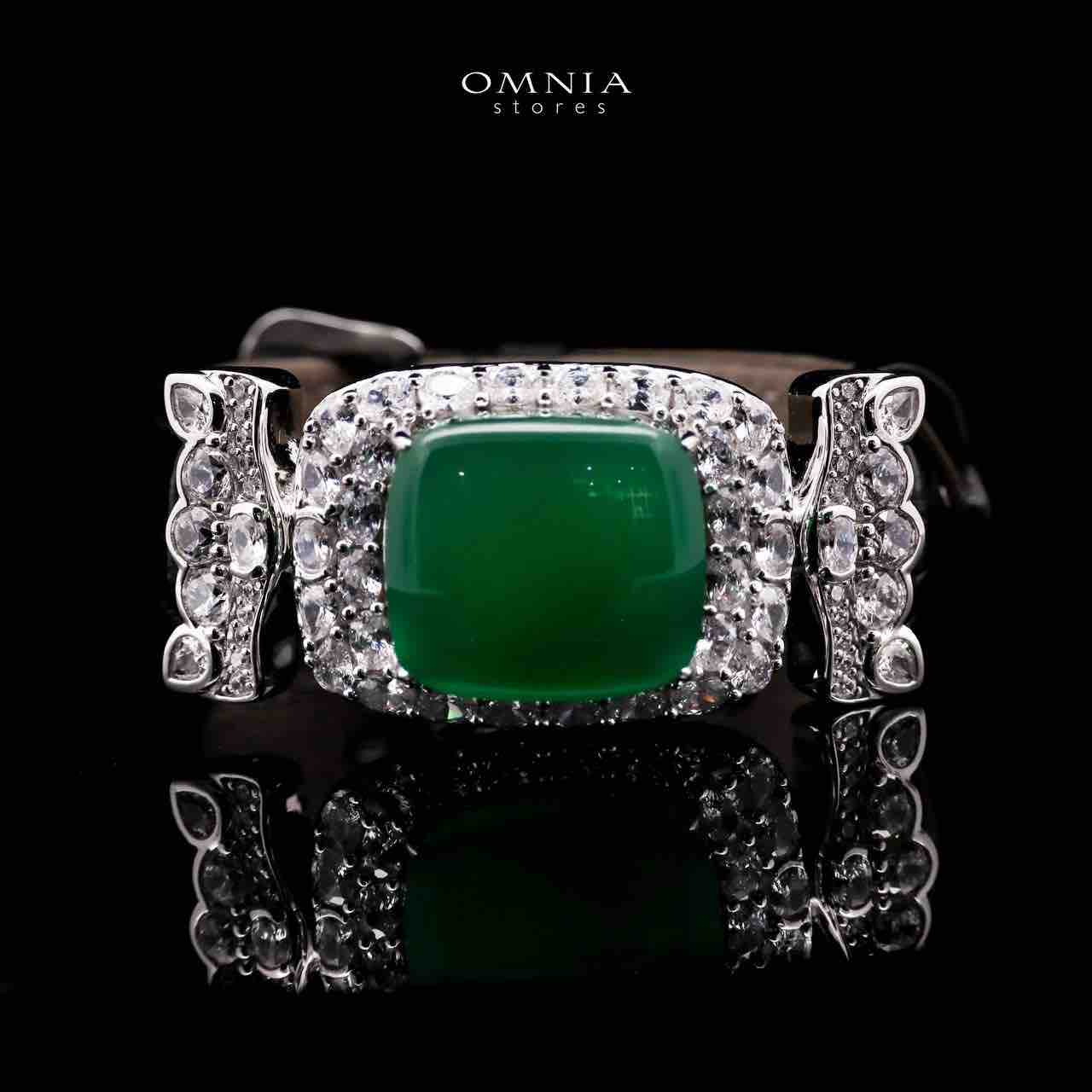 Omnia Nafiseh Black Genuine Leather Belt Bracelet In 925 Silver Certified High Quality Lab Grown Stones - OMNIASTORES UAE