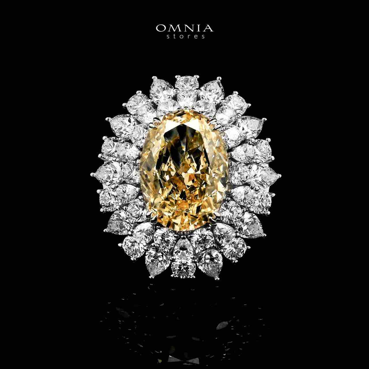 Marjan Sunflower Yellow Ring In 925 Silver Certified High Quality Lab Grown Stones - OMNIASTORES UAE