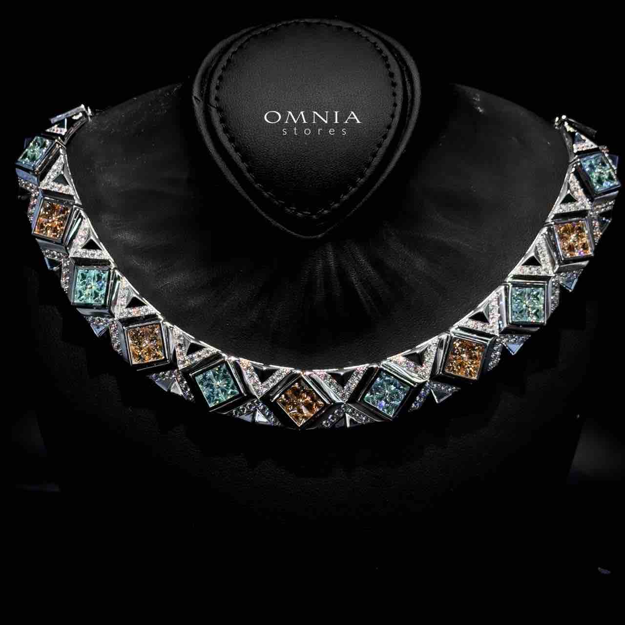 Omnia Parnaz Multi Color Necklace In 925 Silver Certified High Quality Lab Grown Stones - OMNIASTORES UAE