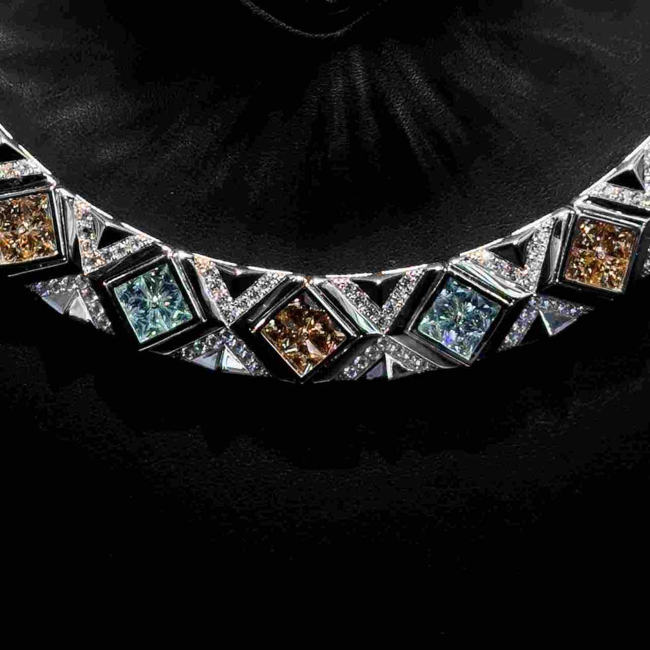 Omnia Parnaz Multi Color Necklace In 925 Silver Certified High Quality Lab Grown Stones - OMNIASTORES UAE