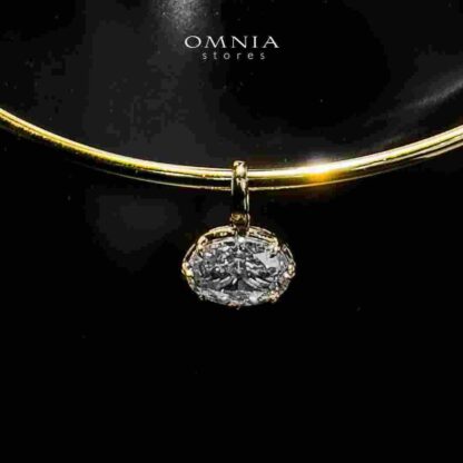 Omnia Rafif Golden Necklace In 925 Silver High Quality Certified Lab Crafted Stones