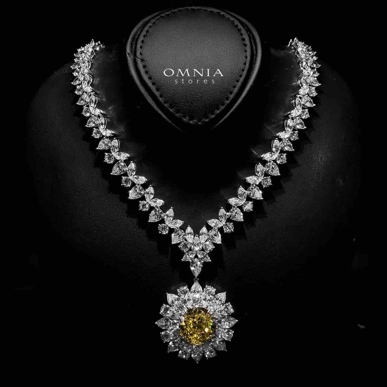 Marjan Sunflower Yellow Necklace In 925 Silver Certified High Quality Lab Grown Stones - OMNIASTORES UAE