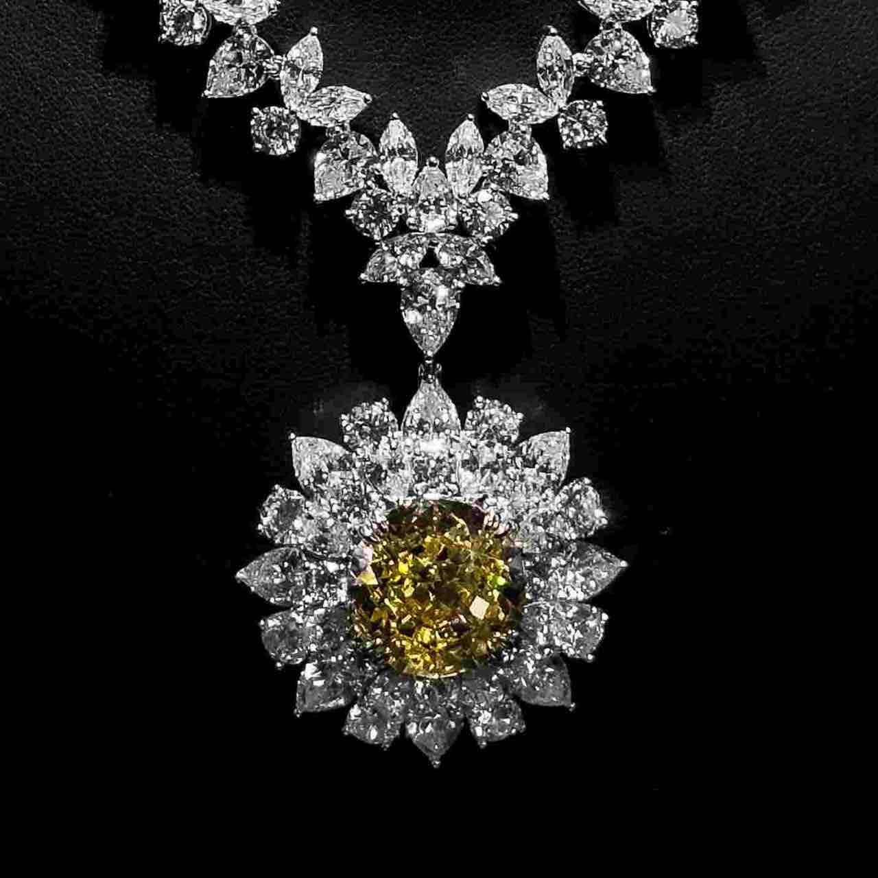 Marjan Sunflower Yellow Necklace In 925 Silver Certified High Quality Lab Grown Stones - OMNIASTORES UAE