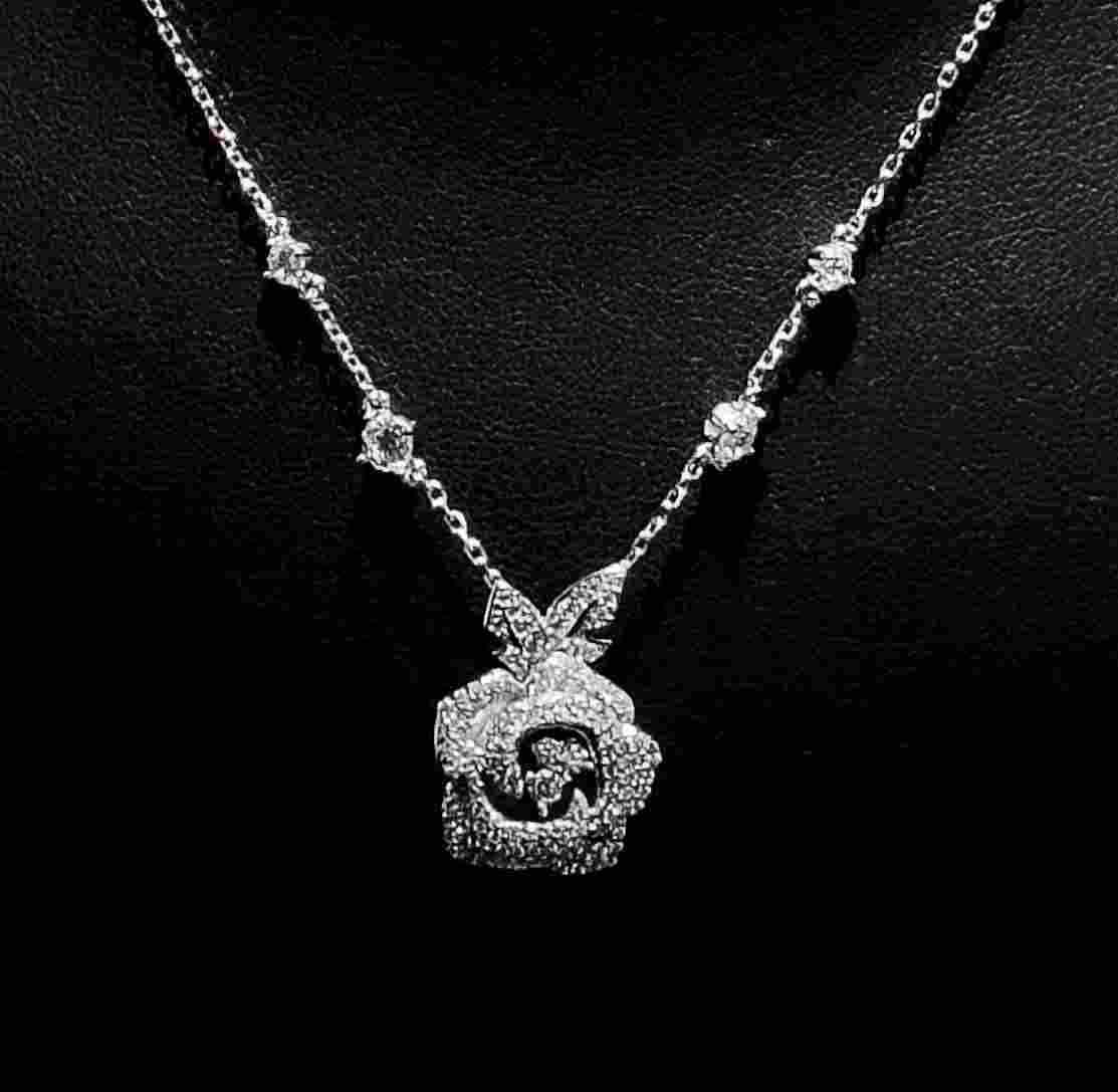 Omnia Raheleh Rose Silver Necklace In 925 Silver High Quality Lab Grown Stones - OMNIASTORES UAE