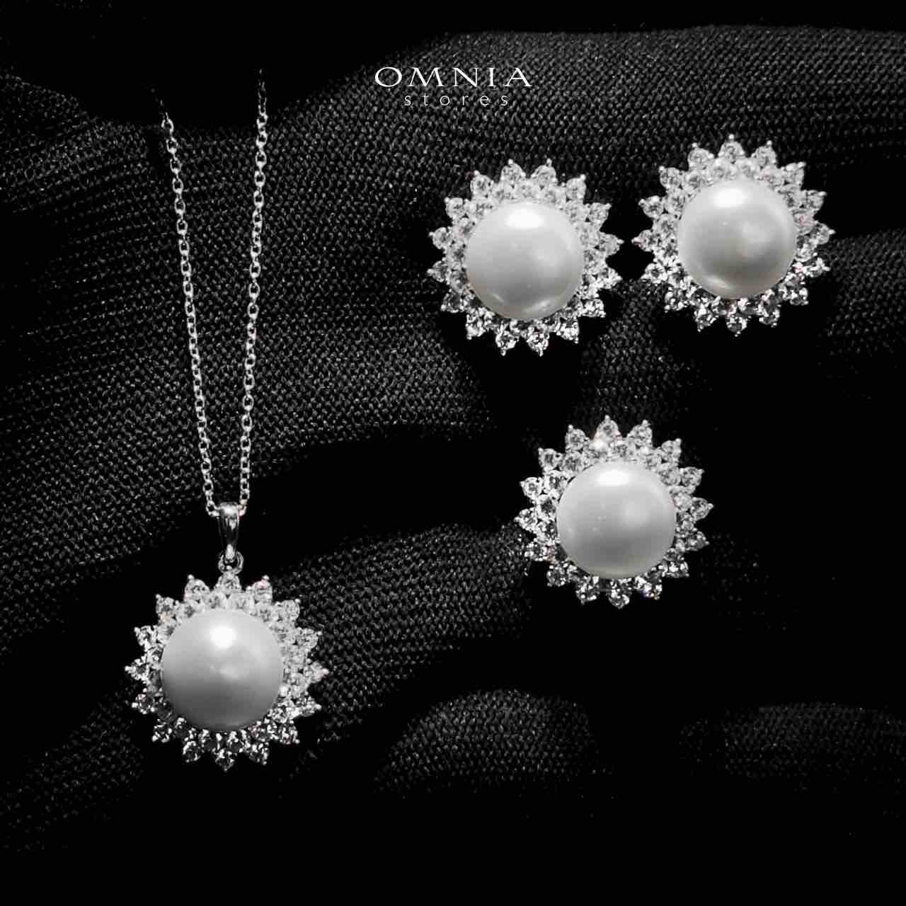Omnia Misk Silver Necklace, Earrings and Ring Set In 925 Silver High Quality Simulated Diamonds - OMNIASTORES UAE