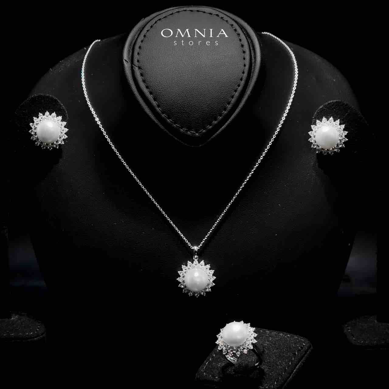Omnia Misk Silver Necklace, Earrings and Ring Set In 925 Silver High Quality Simulated Diamonds - OMNIASTORES UAE
