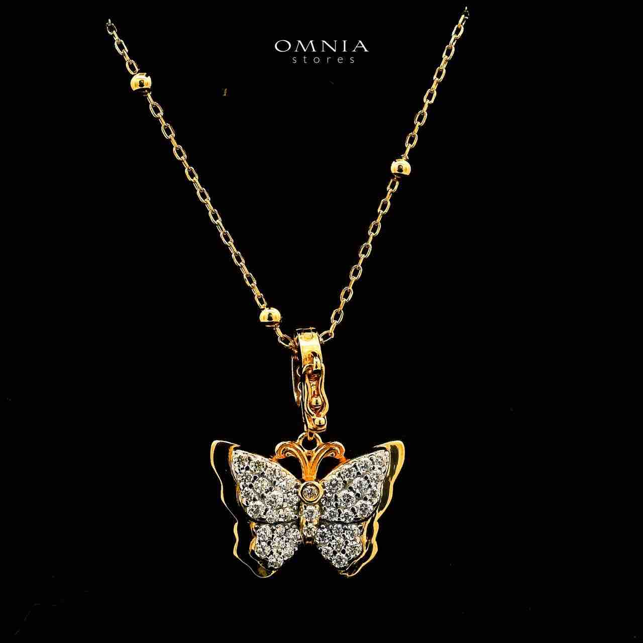 Omnia Rimsha Butterfly Double Side Golden Necklace In 925 Silver Certified High Quality Lab Grown Stones - OMNIASTORES UAE