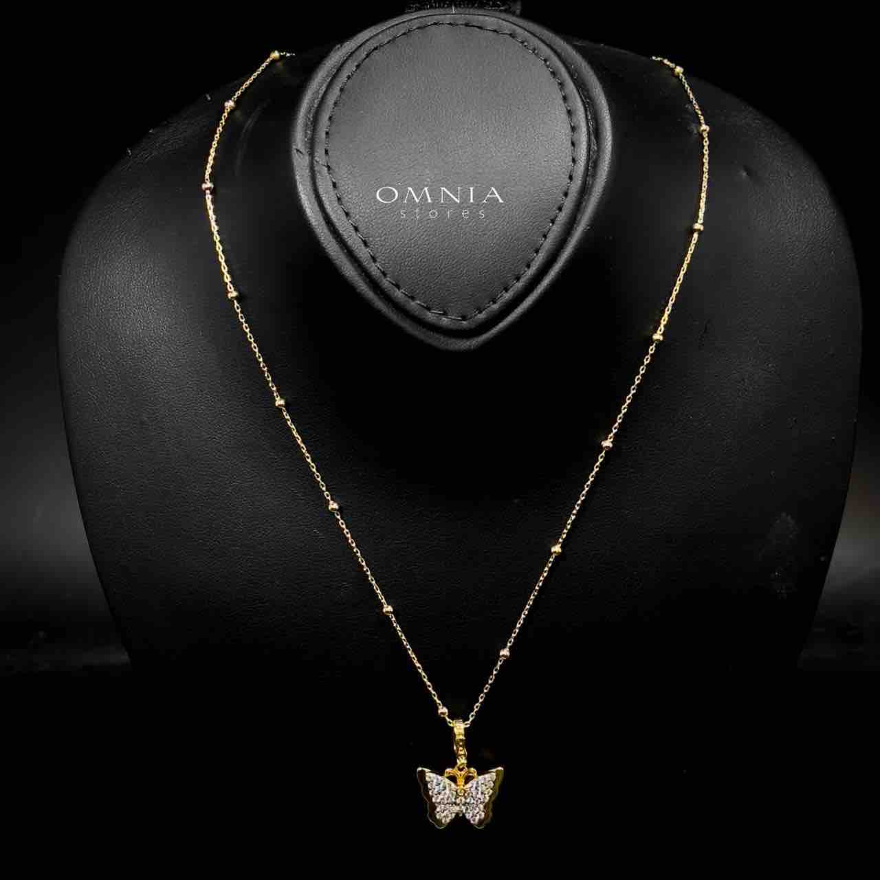 Omnia Rimsha Butterfly Double Side Golden Necklace In 925 Silver Certified High Quality Lab Grown Stones - OMNIASTORES UAE