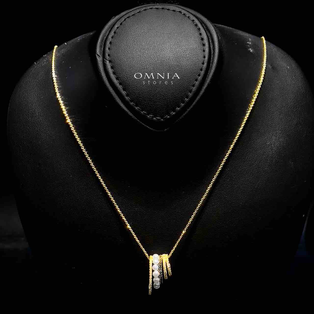 Omnia Inaya Golden Necklace In 925 Silver High Quality Simulated Diamonds - OMNIASTORES UAE