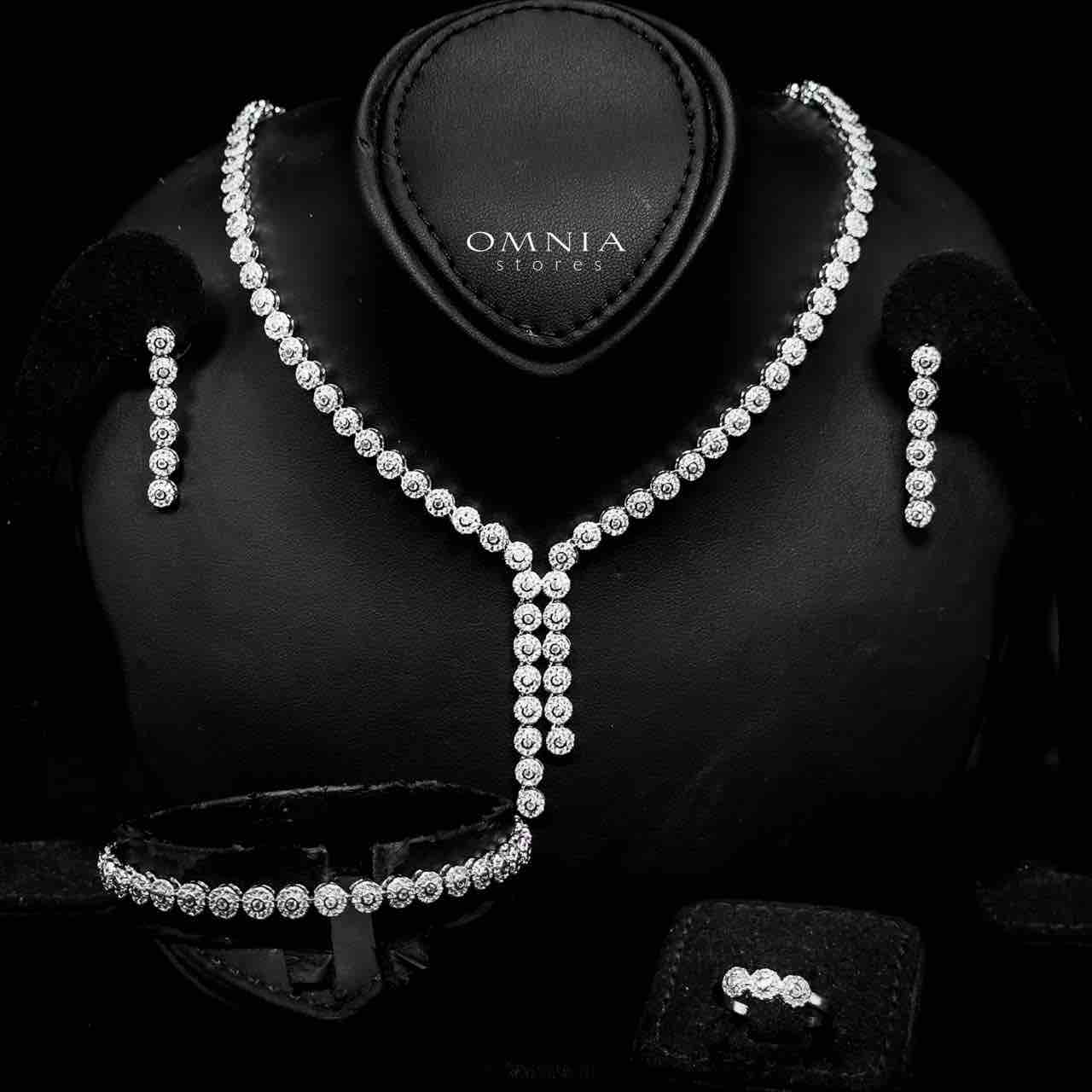 Omnia Fida White High-Quality Simulated Diamonds Rhodium Plated - OMNIASTORES UAE