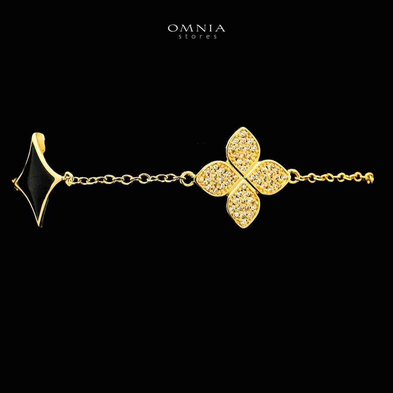 Omnia Golden Clove Black Long Chain Full Set with High-Quality Simulated Diamonds 18k Gold Plated 100cm - OMNIASTORES UAE