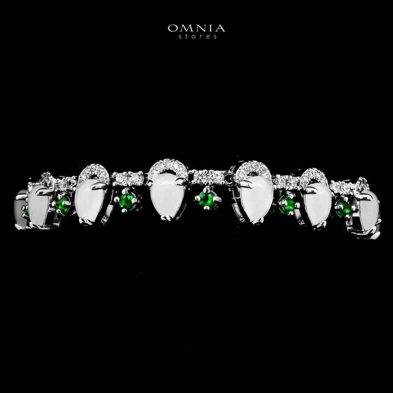 Omnia Salma White and Green Full Set with High-Quality Simulated Diamonds Rhodium Plated - OMNIASTORES UAE
