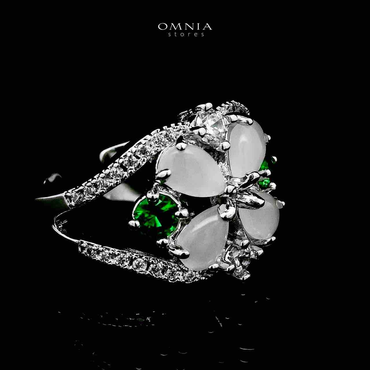 Omnia Salma White and Green Full Set with High-Quality Simulated Diamonds Rhodium Plated - OMNIASTORES UAE