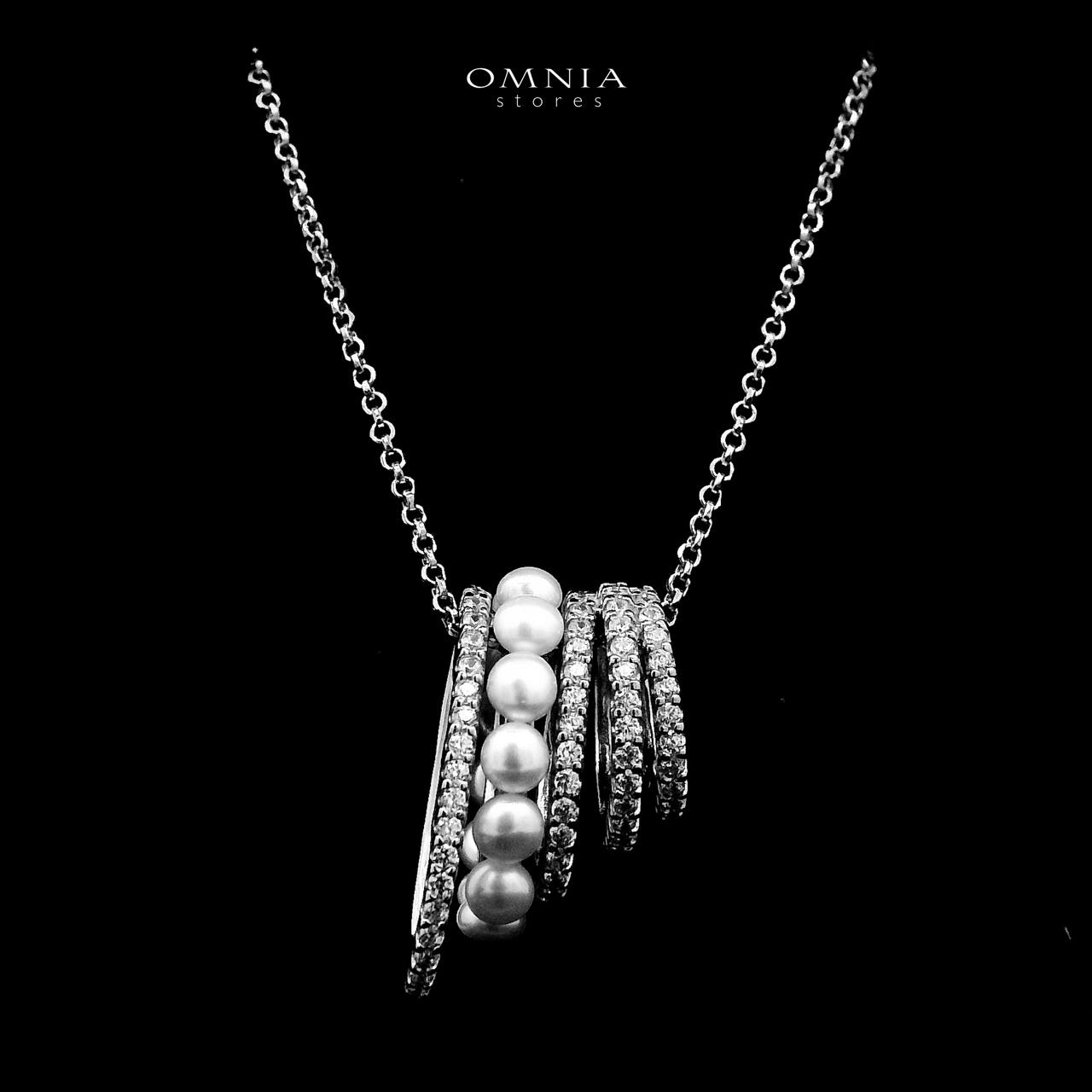 Omnia Inaya Silver Fresh Real Water Pearl Necklace In 925 Silver High Quality Simulated Diamonds - OMNIASTORES UAE