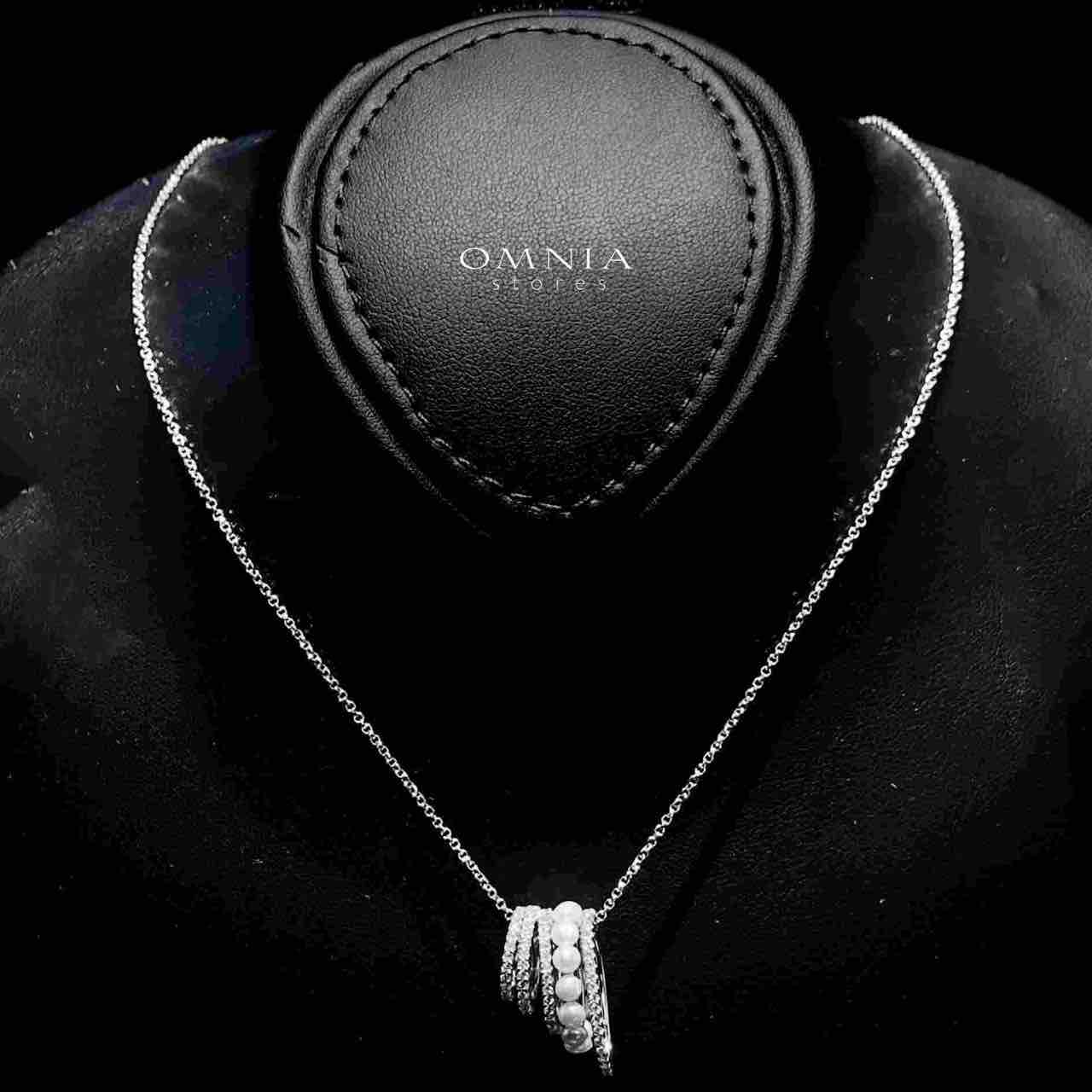 Omnia Inaya Silver Fresh Real Water Pearl Necklace In 925 Silver High Quality Simulated Diamonds - OMNIASTORES UAE