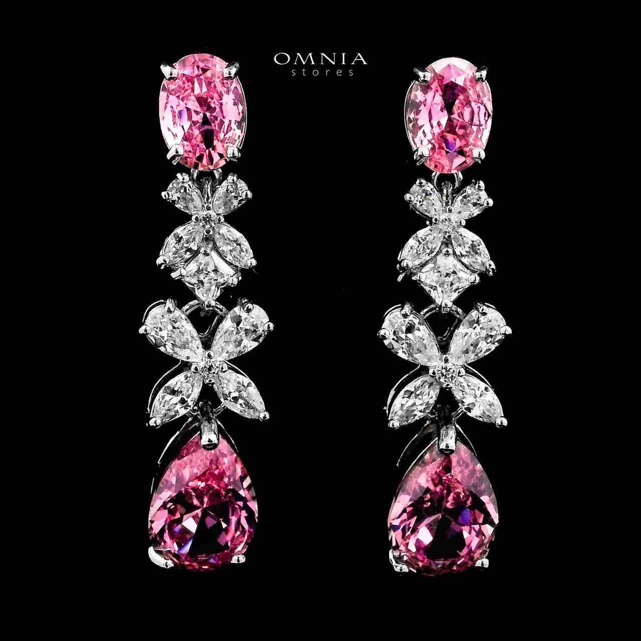 Omnia Suhana Pink Bridal Full Set with High-Quality Simulated Diamonds Rhodium Plated - OMNIASTORES UAE