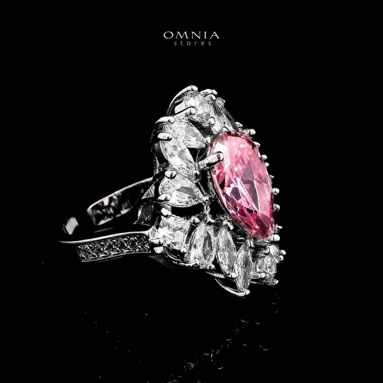 Omnia Suhana Pink Bridal Full Set with High-Quality Simulated Diamonds Rhodium Plated - OMNIASTORES UAE