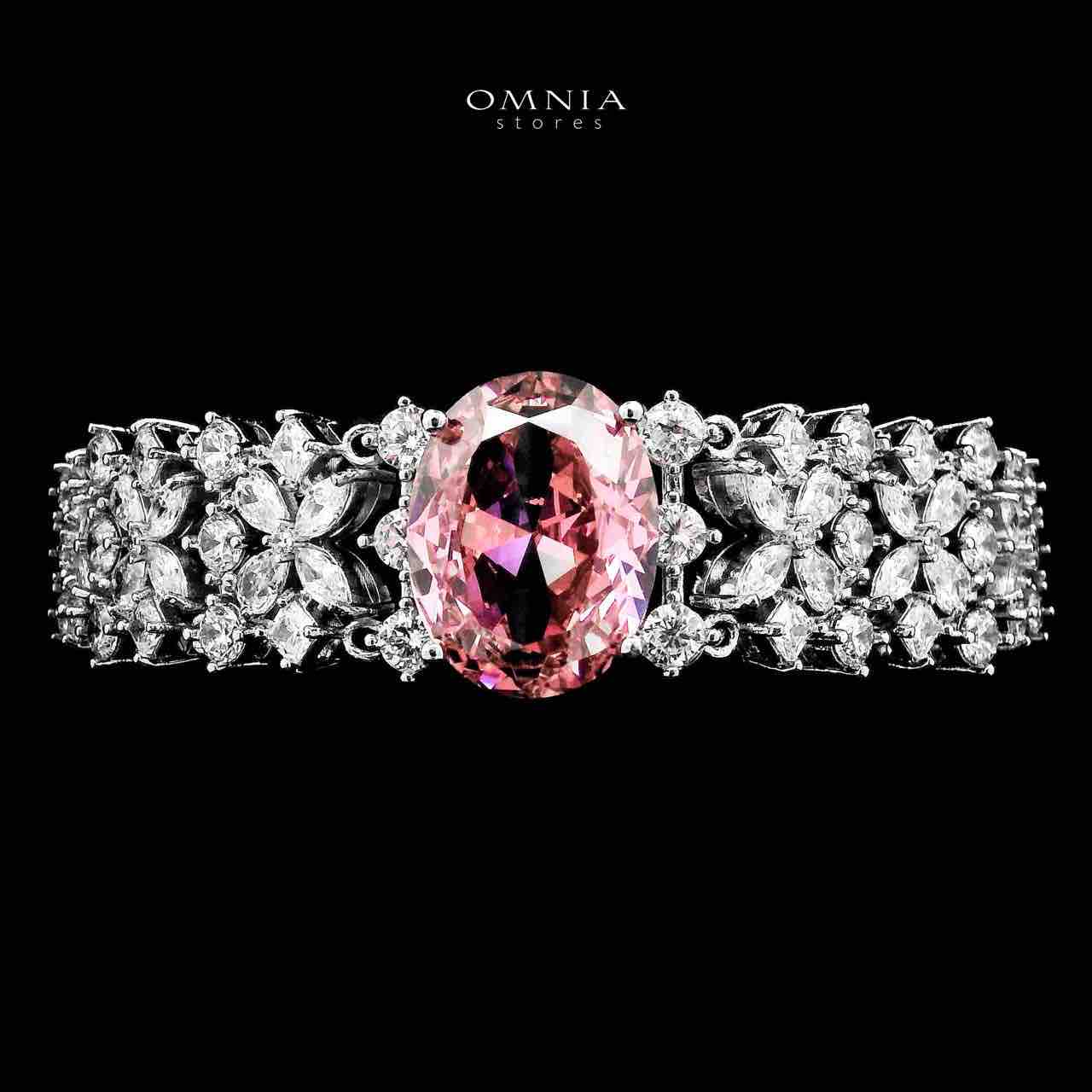 Omnia Suhana Pink Bridal Full Set with High-Quality Simulated Diamonds Rhodium Plated - OMNIASTORES UAE