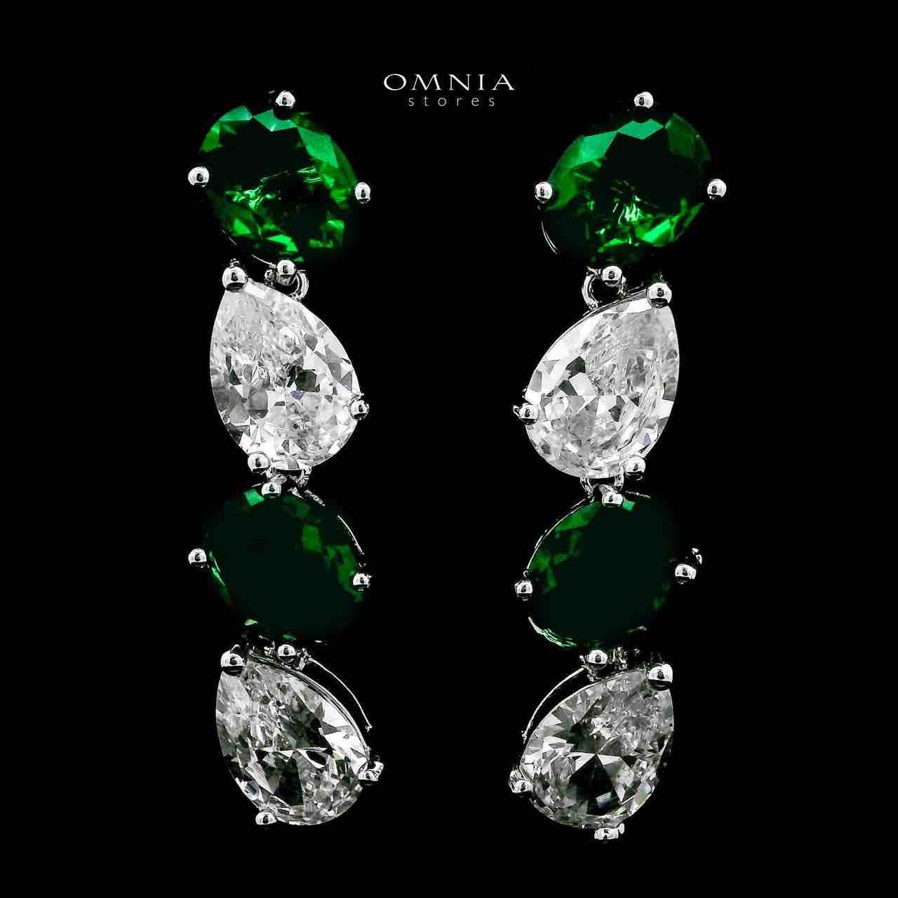 Omnia Lamia Green and White Bridal Full Set with High-Quality Simulated Diamonds Rhodium Plated - OMNIASTORES UAE